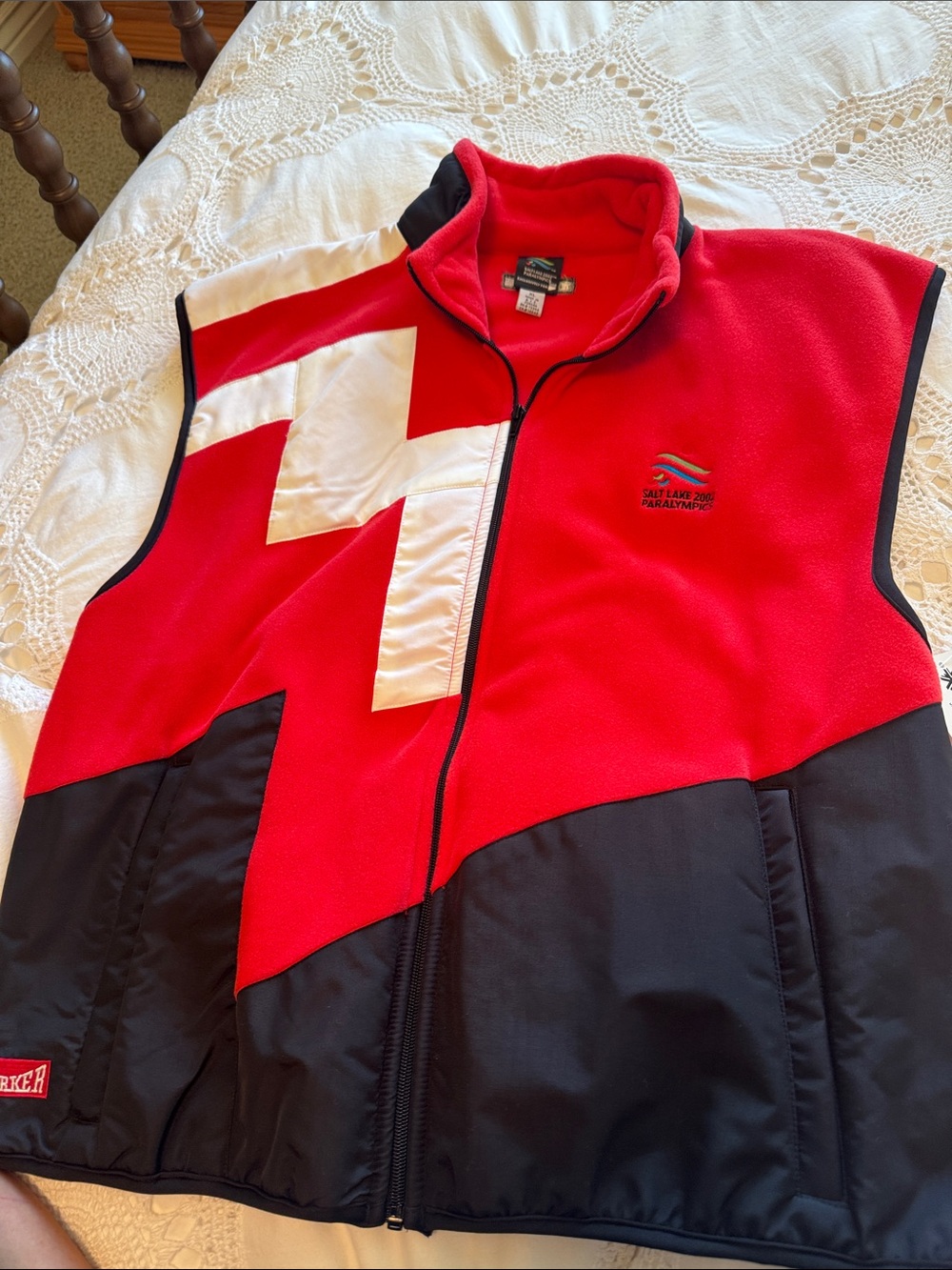 2002 Paralympic Red & Black Fleece Vest. NWT official outfit